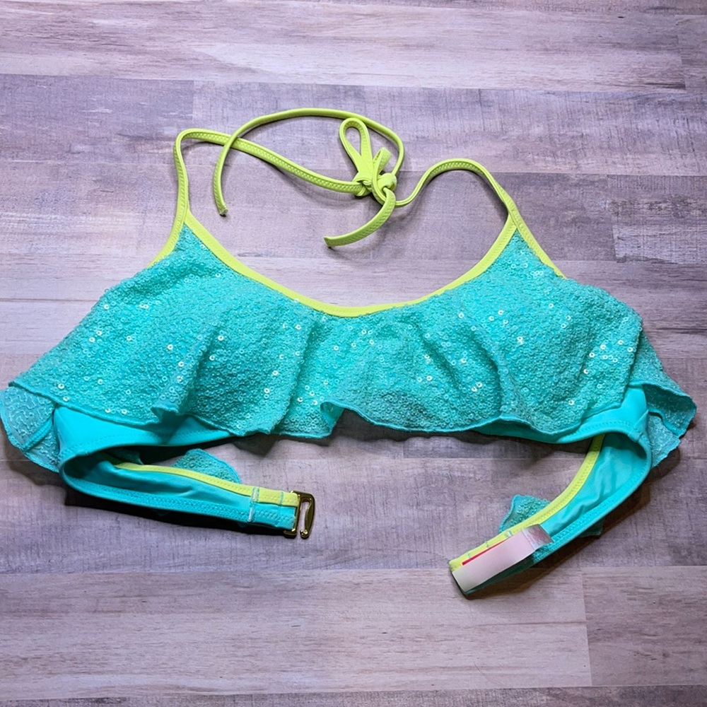 Victoria’s Secret Ruffle Sequin Bikini Top